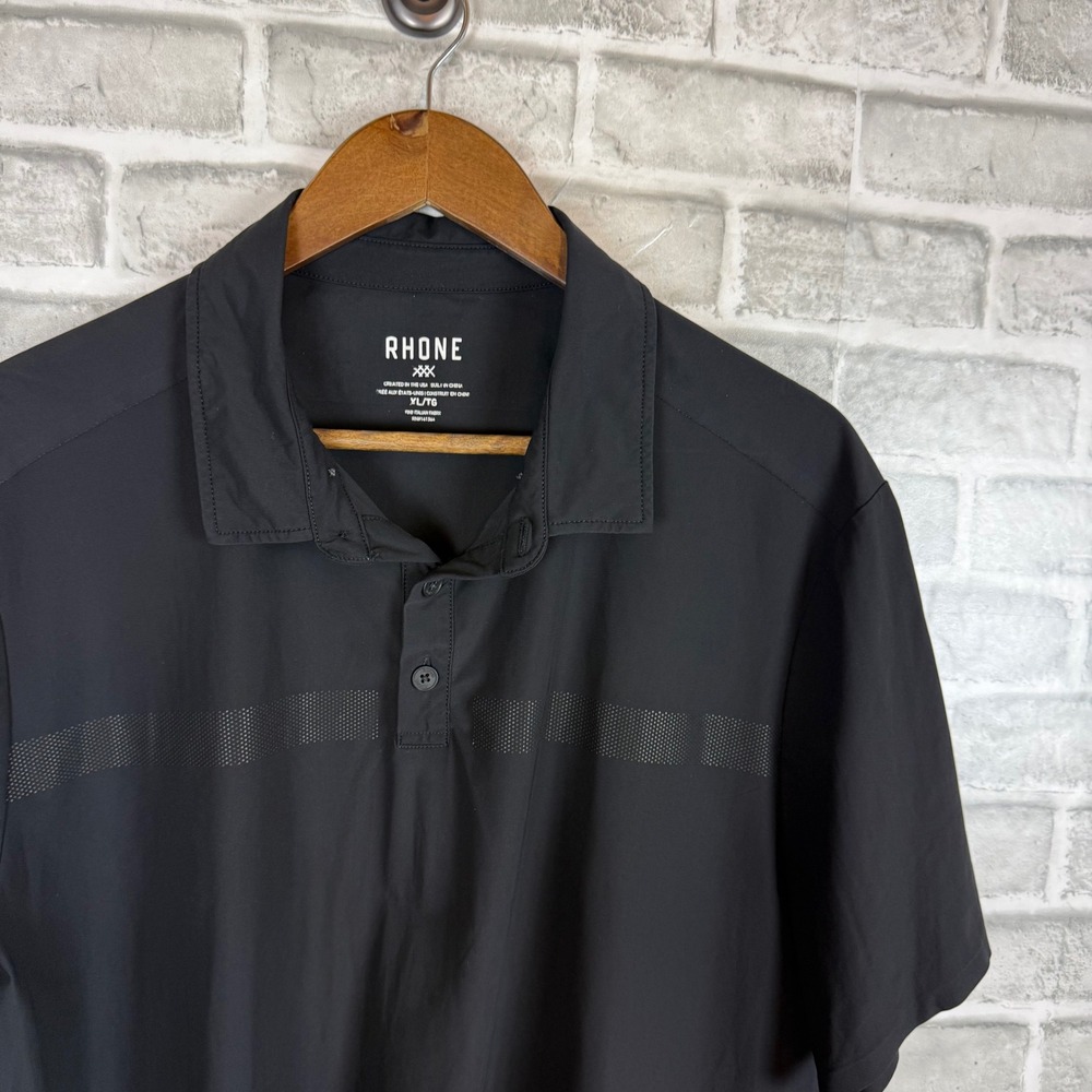 Rhone Mens Black Delta Pique Polo Shirt XL Short Sleeve Italian Fabric RN141364